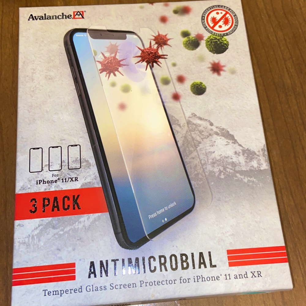 Avalanche Antimicrobial iPhone 11/XR Tempered Glass Screen Protector 3 Pack.
